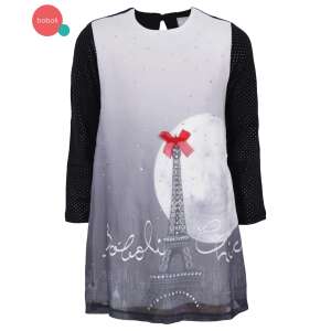 Boboli Eiffel-torony mintás lányruha strasszokkal, 2-3 éves (98 cm) - Boboli