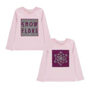 Rosa Langarm-T-Shirt für Mädchen mit umkehrbarem Pailletten-Schneeflocken-Design, Marke George - George
