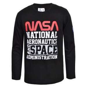 Schwarzes NASA Langarm-T-Shirt für Jungen mit großem NASA-Logo-Druck auf der Vorderseite - NASA