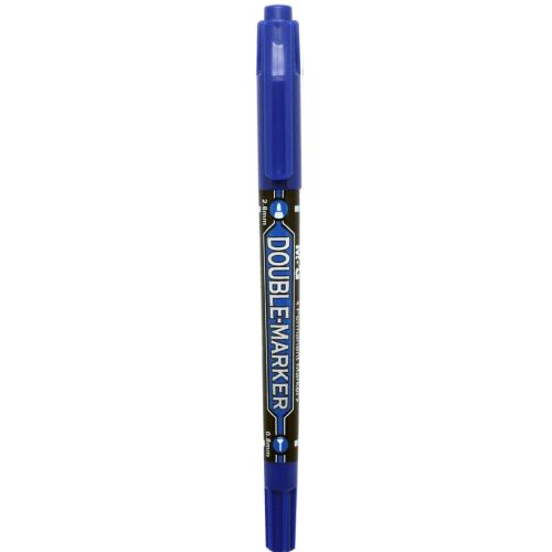 Kék kétoldalú permanens filctoll 0,8mm és 2,8mm hegyekkel címkézéshez - Alkoholos marker