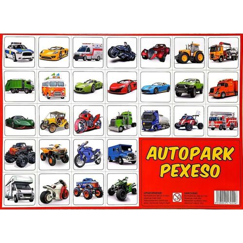 Autópark Pexeso memóriajáték autók, teherautók, motorkerékpárok és egyéb járművek - Memória játék
