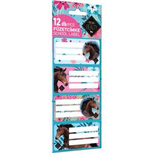 12 db-os Wild Beauty ló mintás füzetcímke, kék és rózsaszín, füzetekhez, mappákhoz és könyvekhez - Füzetcímke