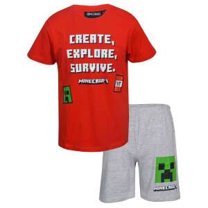 Mojang Minecraft Pijamale scurte pentru copii roșu gri 5-6 ani (116 cm) - Mojang