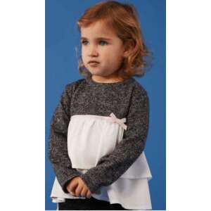 boboli tunika s dlhým rukávom pre dievčatá s volánom, sivá a biela, 4-5 rokov - Boboli