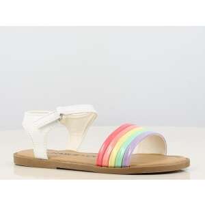 Regenbogen-Sandalen für Mädchen, Größe 34, weiß mit Regenbogenband - Schuhe für Kinder