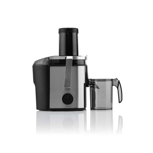 Eta Fresher II juicer, black and silver, with juice jug