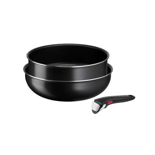Tefal Easy Cook & Clean L1539153 serving pan, black, round, with detachable handle