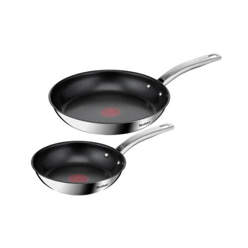Tefal Intuition B817S255 2-teiliges Bratpfannen-Set, Edelstahl, Antihaft-Titanbeschichtung, backofengeeignet