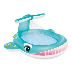 Piscina gonflabilă Intex Balenă cu pulverizator - Piscina gonflabilă albastră pentru copii cu stropitoare - Intex