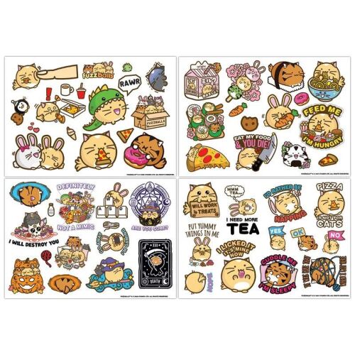 Fuzzballs Tech matricák szett kawaii macska és nyuszi karakterekkel - Matrica, mágnes