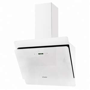 Hotă de bucătărie Candy CVMA 70 W din sticlă albă, înclinată, cu control tactil - Hote