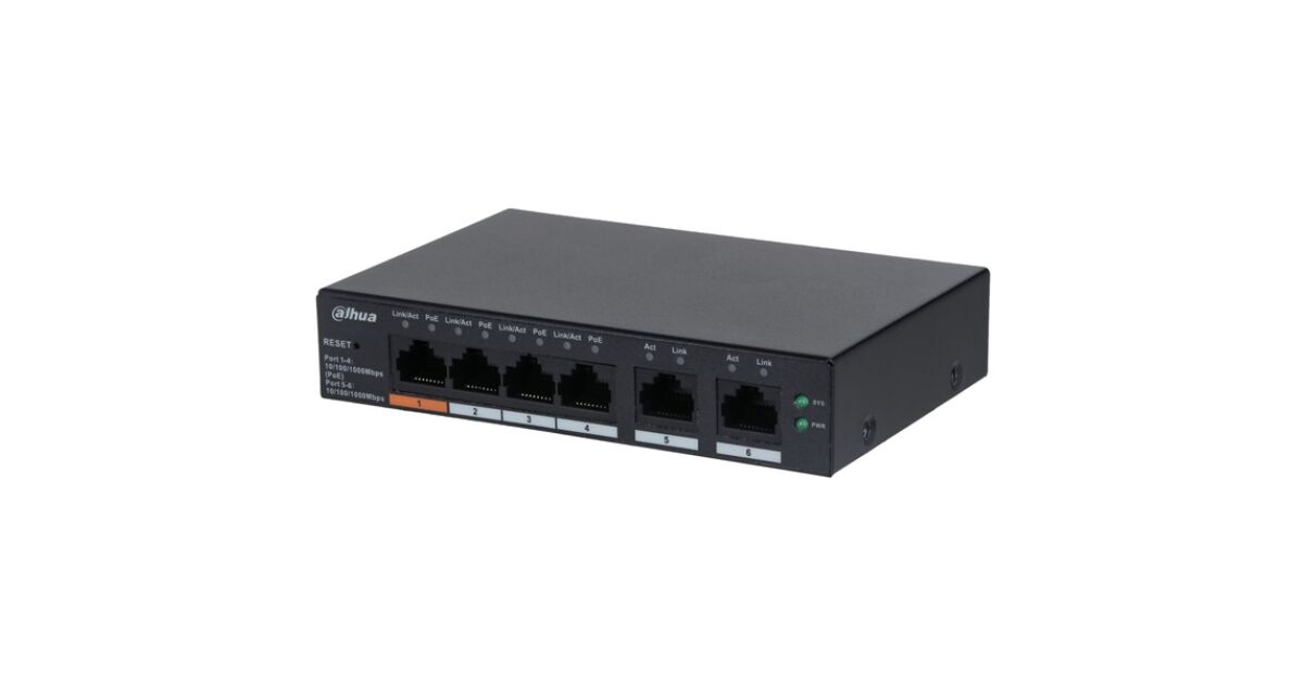 Dahua CS4006-4GT-60 Cloud Menedzsment 4x1Gbps PoE + 2x 1Gbps uplink ...