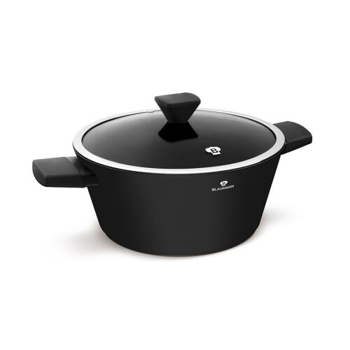 Blaumann 28 cm-es Black Silver Collection lábas fedővel, ferde nézet - Blaumann