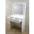 White dressing table with mirror and lights, showing the side view