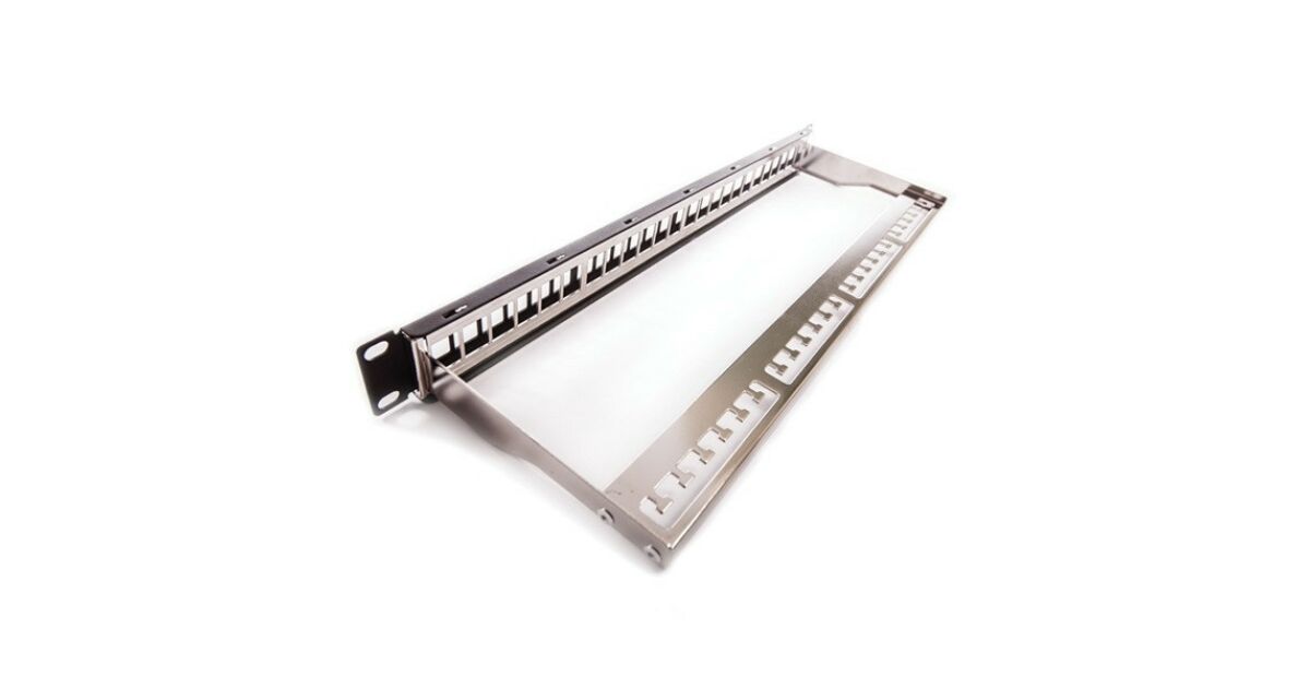 KE-Line Patch panel 1U, fekete, üres, 24 db keystone jack számára ...