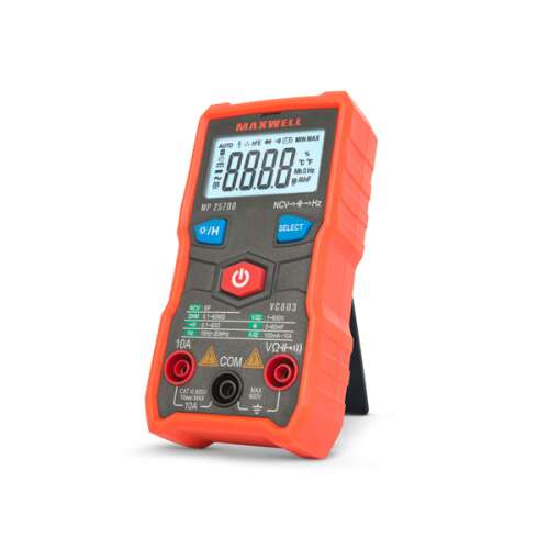 Maxwell MP 25700 digital multimeter with large display, non-contact voltage detection, auto-ranging, and backlight