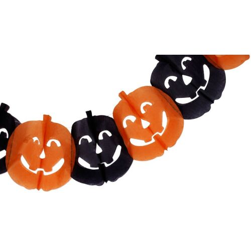 Papírfüzér tök 3m, Halloween tök girland dekoráció - Party kellék