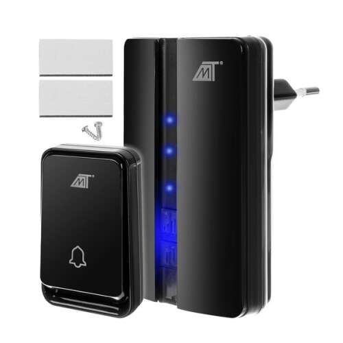 Sonerie wireless Malatec, negru, cu buton și receptor