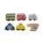 Set de blocuri de construcție din lemn pentru oraș cu covor de joacă, set de 6 vehicule