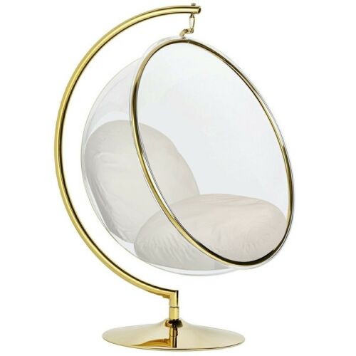 King Home Bubble Stand Gold függőfotel bézs színű velúr párnával - Függőfotel