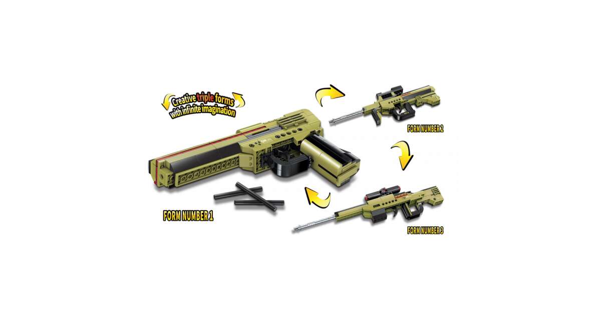Qman 4802 Unlimited Ideas Arma 3 in 1, set di mattoncini per fucile