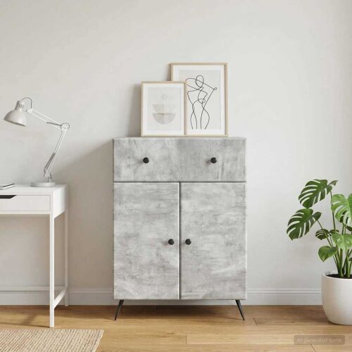 vidaXL Széf Betonszürke 66 x 34,5 x 90 cm Szerelt Fa 177522672 - Tálalószekrény