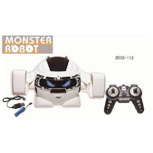 Monster Robot távirányítós játék, fehér, USB töltéssel, táncol, forog, 27x13x18 cm