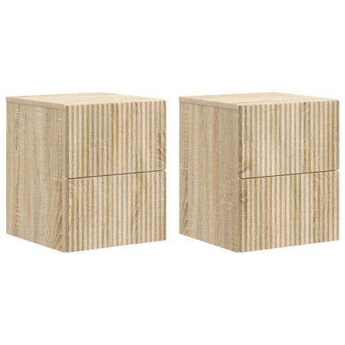 vidaXL Fali éjjeli szekrény 2 pcs Sonoma Tölgy 33 x 34,5 x 40 cm 159309611 - Éjjeliszekrény