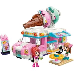QMAN Cherry Sets Camion roz cu înghețată 2029 jucărie de construcție cu minifigurine - Jocuri creative și de construcție
