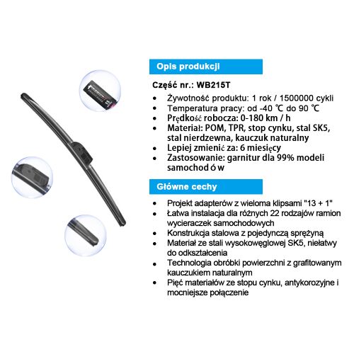 Lapos ablaktörlő lapát 15 adapterrel 28'' 710mm