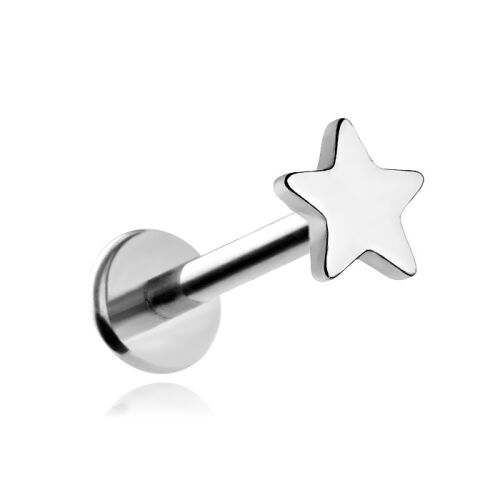 Titán labret fülbevaló - csillag - ezüst 1.2/8/4 159330390 - Labret piercing