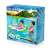 Bestway inflatable boat with canopy for kids, blue and green colors, with steering wheel, in a swimming pool, packaging