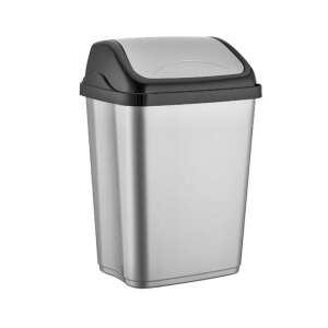 5 liter gray plastic trash can with black lid - Office Furniture