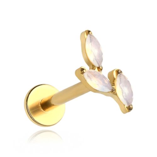 Titán labret fülbevaló tejszerű cirkóniákkal - arany 1.2/8 159377728 - Piercing
