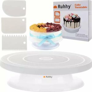 Ruhhy rotating cake turntable set with spatulas and cake - Kitchen tool