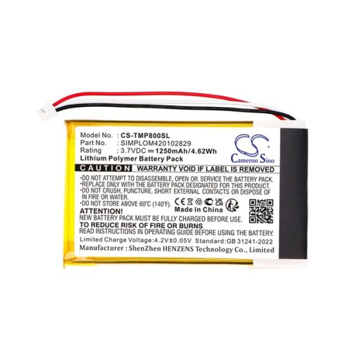 Cameron Sino 3.7V 1250mAh Li-Polimer csere akkumulátor TomTom SIMPLOM420102829-hez - Elem és akkumulátor