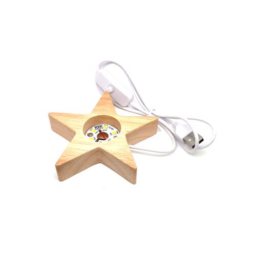 Lámpa fa talpas USB fehér csillag 10cm 159444389 - Dekorációs lámpa