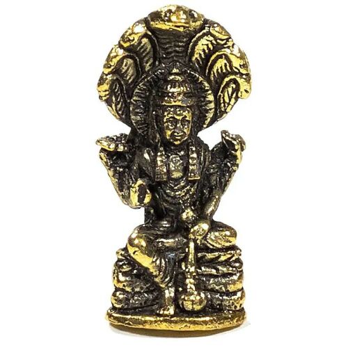 Réz Vishnu szobor 3 cm, sárgaréz bevonatú hindu istenség figura otthoni oltár és spirituális dekorációhoz - Dísztárgy