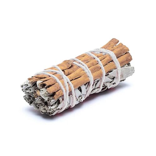 White Sage & Cinnamon Fehér Zsálya Fahéj Köteg tisztításhoz és aromaterápiához - Füstölő