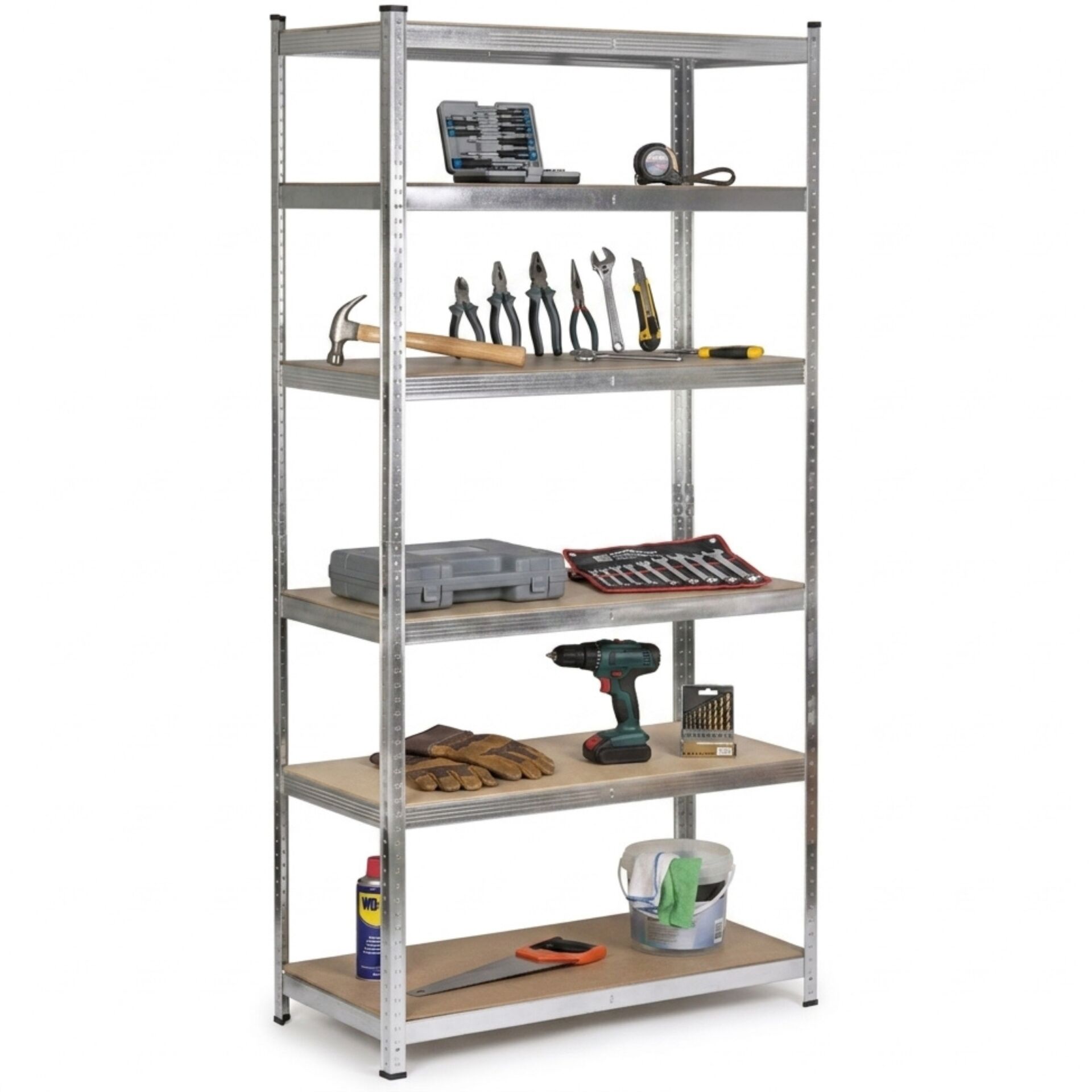 E-shop Pepita Kovový priemyselný regál s MDF doskami 220x90x40cm - 1050kg