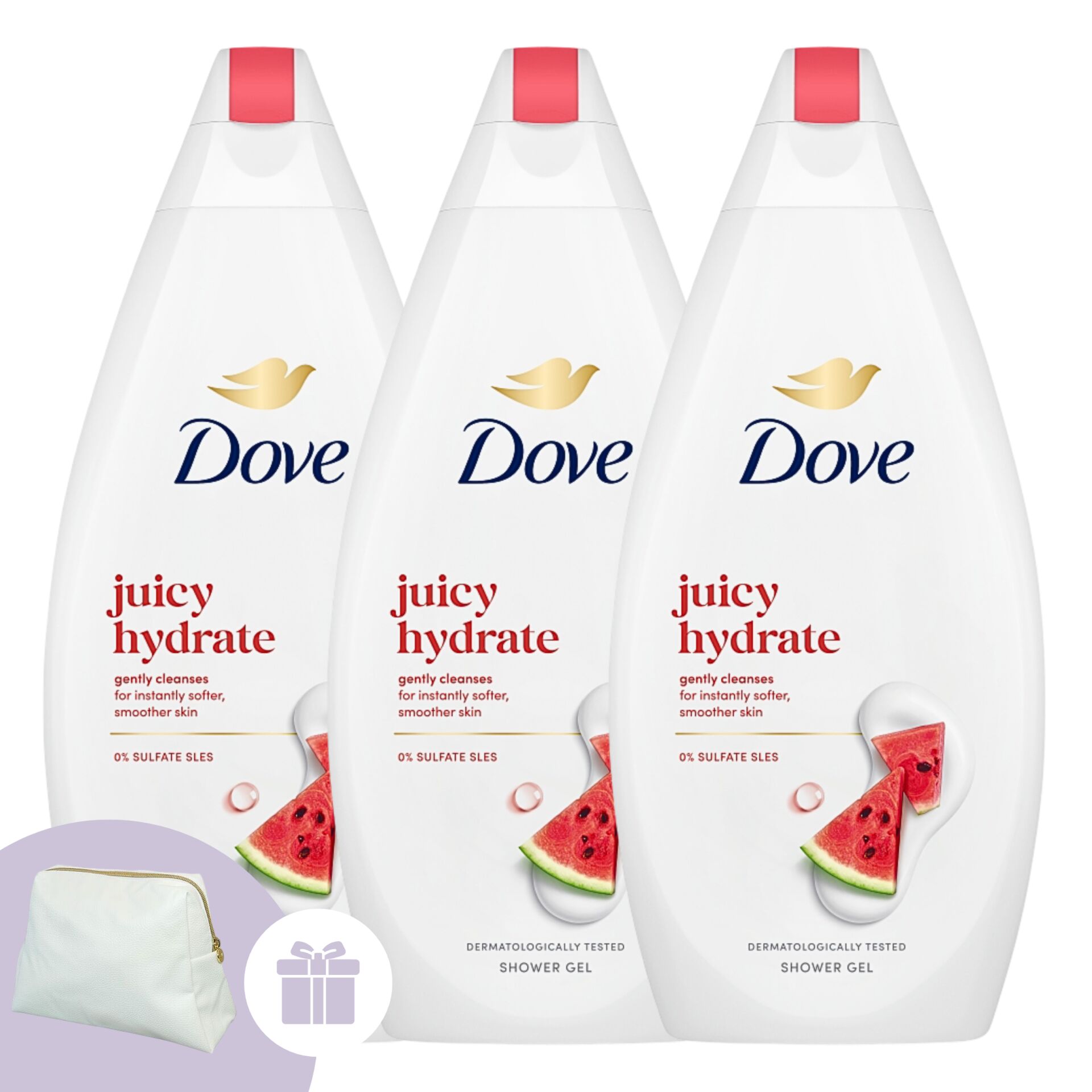 E-shop Dove Juicy Hydrate Krémový sprchový gél 3x450ml + Darčeková kozme...