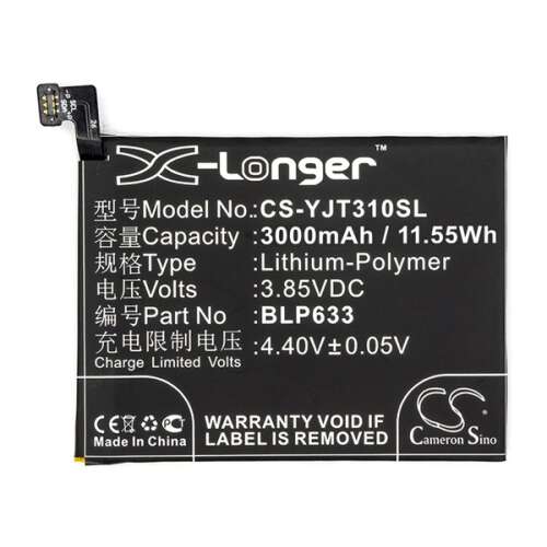 Cameron Sino BLP633 3000mAh Li-Polymer akkumulátor OnePlus 3 / 3T telefonhoz - OnePlus
