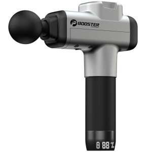 Booster M2-A massage gun with interchangeable heads and carrying case, black and gray - Massage gun