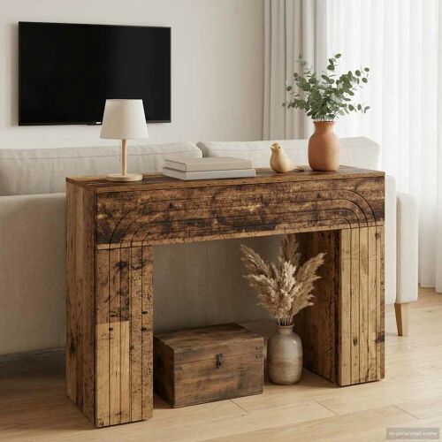 vidaXL Dohányzóasztal Antik Fa 102 x 35 x 75 cm Szerelt Fa 159628886 - Konzolasztal