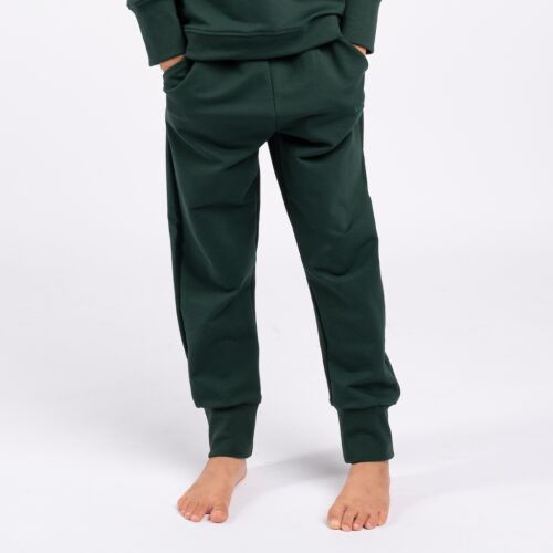 Moniel Basic Dinosaur Dark Green gyerek melegítő alsó, közelkép - Baba és gyerek divat