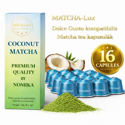 Matcha-Lux Kókuszos Matcha Tea Kapszula Dolce Gustohoz, 16 darab - Matcha tea