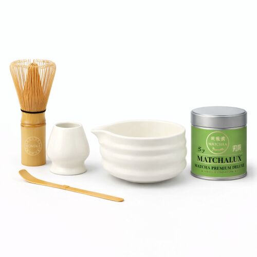 MatchaLux Tradicionális 5 részes Matcha Szett Premium Fémdobozos Matcha Teával