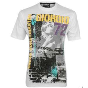 Giorgio weißes T-Shirt mit großem Druck, Größe L - Herrenbekleidung