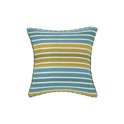 Декоративна възглавница с райета, синя и жълта, 43x43 cm