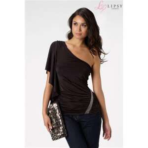Top negru Lipsy cu o singură bretea și detaliu argintiu - Îmbrăcăminte pentru femei